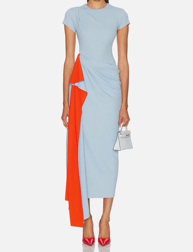Abito midi drappeggiato blu - abito,
