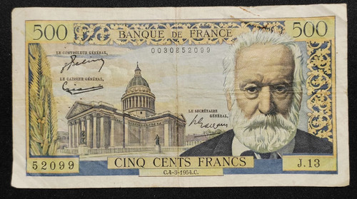 Francia 500 franchi 1954 - francia,