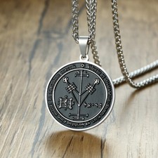 Collana Uomo Quarto Pentacolo di Giove Sigilli Salomone Ciondolo Talismano Amuleto 