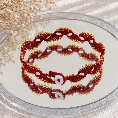 Bracciale macramè rosso - bracciale,