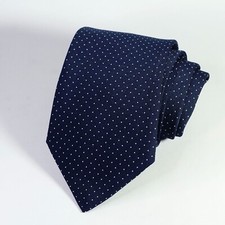 Cravatta Geometrica Blue Navy Pois Puntini Bianchi White Polka Dots Necktie