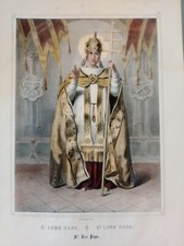San  Leone Leo Magno Papa dottore Chiesa litografia originale 1850 stampa antica