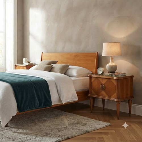 Coppia comodini vintage noce - comodini,