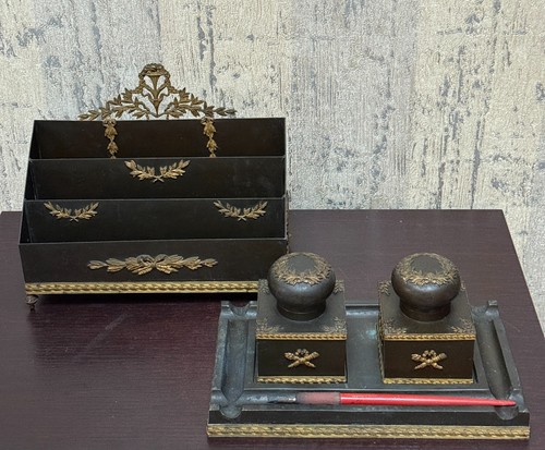 Antico set scrivania bronzo