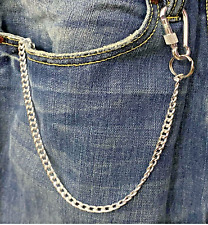 Catena jeans per pantaloni da uomo donna argento portachiavi portafoglio di 45cm