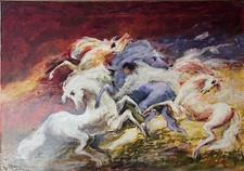 Gianni testa olio tela - -, su