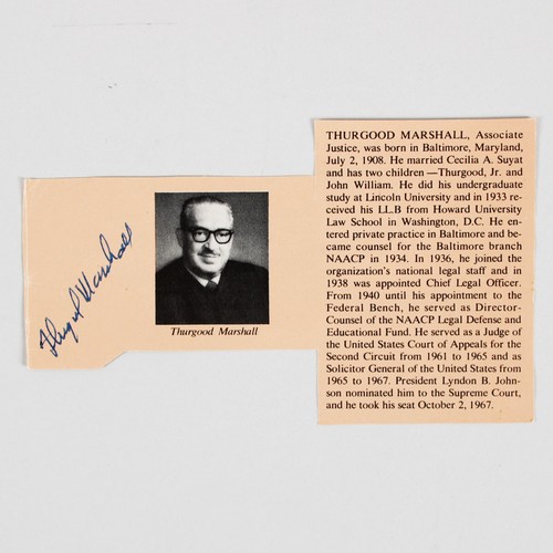 Thurgood marshall signed cut - marshall,