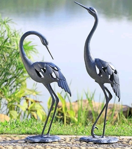 Aluminum crane birds pair - birds,