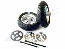 Set cerchi e pneumatici 110/50-6.5 e 90/65-6.5 per pocket bike montati HMParts