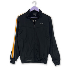 Felpa Nike Vintage nera e arancione con zip anni 90 - Taglia M uomo