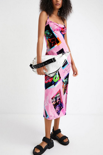 Abito desigual rosa tubino - abito,