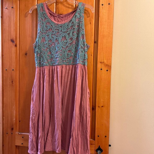 Abito midi pizzo - rosa, blu