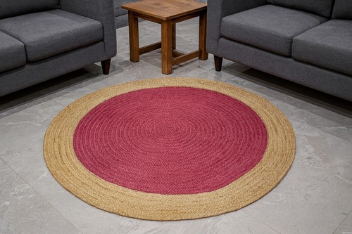 Tappeto iuta rosa rotondo