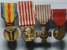 Lotto 4 Medaglie Francia Croce Combattente Civiltà Verdun 1 Guerra Mondiale