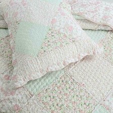 NUOVO! ~ SET TRAPUNTA ACCOGLIENTE COUNTRY CHIC SHABBY ROSA VERDE PIZZO LAVANDA LILLA VOLANT