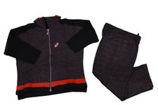 Completo tuta da ginnastica bambino nero arancione Asics sport zip moda