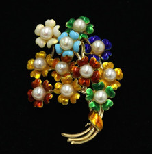 Spilla mazzo di fiori smaltati