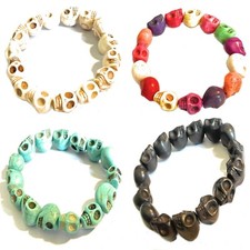 Bracciale con teschi elastico da uomo donna braccialetto teschio nero bianco