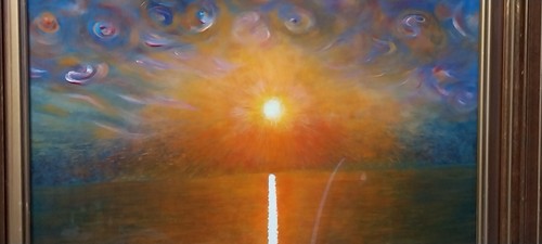 Olio tela tramonto mistico - su,