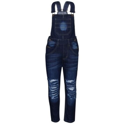 Salopette denim strappata - salopette,