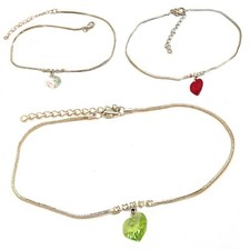 Cavigliera bracciale da caviglia spiaggia argento con ciondolo cuore mare donna