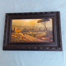 VINCENZO LARICCHIA (NAPOLI 1940-2017) PAESAGGIO OLIO SU TAVOLA IN CORNICE EBANO