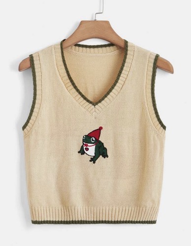 Gilet maglione romwe frog - gilet,