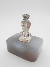 Carabinieri : Stemma dell' Arma in Argento 925 su Agata Grigia - Pietra Dura