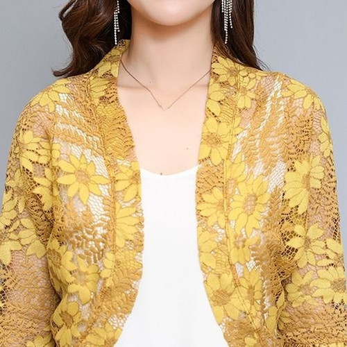 Cardigan donna pizzo floreale