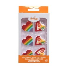 6 Decorazioni Cuori Rainbow in