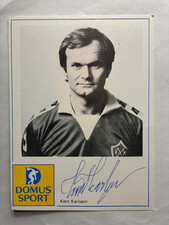 Autografo KENT KARLSSON-IK Brage-38 cappellini SVEZIA-WC74/78-IFK Eskhileuna-firmato AK