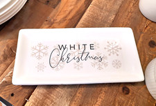 PIATTO RETTANGOLARE IN CERAMICA SCRITTA WHITE CHRISTMAS 25X12 CM