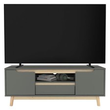 Tavolino TV in legno fino a 55'' pino verde-naturale mobile 120x40cm armadietto