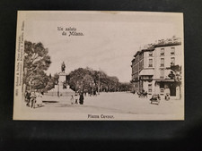 MILANO SALUTO PIAZZA CAVOUR MONUMENTO CARROZZA FINE 800 ANIMATA GIARDINI ITALIA