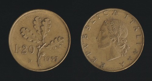 Lire 1957 ramo quercia - quercia,