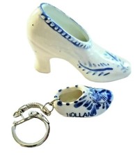 Vintage Dutch Holland Clog Keychain & Porcelain High Heel Shoe Souvenir Lot 2