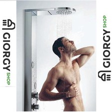 COLONNA DOCCIA PANNELLO IDROMASSAGGIO ACCIAIO INOX DOCCINO CASCATA E SOFFIONE