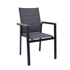 SET 4 SEDIE CON BRACCIOLI IN ALLUMINIO GIARDINO TERRAZZO ELLY ANTRACITE