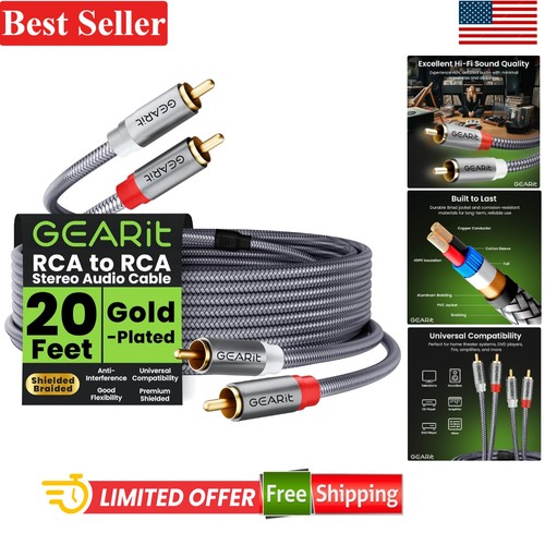 20ft rca cable braided - 20ft,