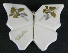 Bomboniera Portagioie Farfalla Fiori PORCELLANA Decorata in ORO vintage DESIGN