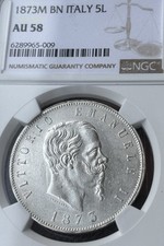 5 lire 1873 Milano Vittorio