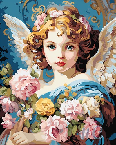 Disegno rosa angelo - angelo, tela