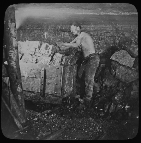 Coal miner moving cart - coal,