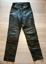 Pantalone Moto Pelle Probiker Taglia S W30 L34 Nero Imbottito Ginocchio
