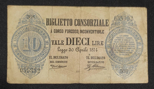 Lire consorziale 04 1874 - consorziale, 30/04/1874