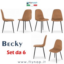 SET 6 SEDIE SEDIA CASA BAR RISTORANTE BISTROT PIZZERIA BECKY VELLUTO RUGGINE