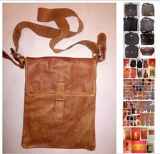 BORSA ARTIGIANALE A TRACOLLA NARDELLI IN VERA PELLE vintage, color cuoio, usata