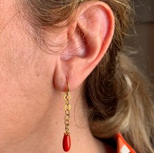 Orecchini stile antico originali non tinti grandi corallo rosso ITALIA colore Sardegna