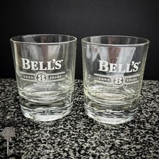 PAIR OF BELL'S 8 YEAR OLD WHISKY TUMBLER GLASSES VINTAGE BARWARE SCOTCH