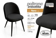 POLTRONA SEDIA SALA PRANZO UFFICIO STUDIO TESSUTO IMBOTTITA METALLO 48*50*H79 N